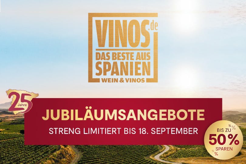 Jubiläumsangebote bei Vinos DE - bis zu 50% Rabatt